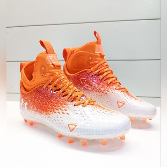 Under Armour Spotlight Lux MC 2.0 Team Orange White Football cleats sz Men's 9 - Picture 1 of 10